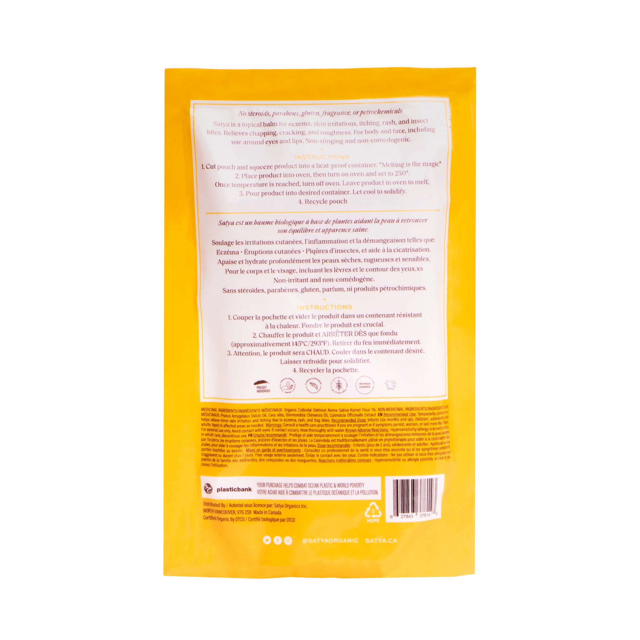 A Satya Eczema Relief refill pouch (back)