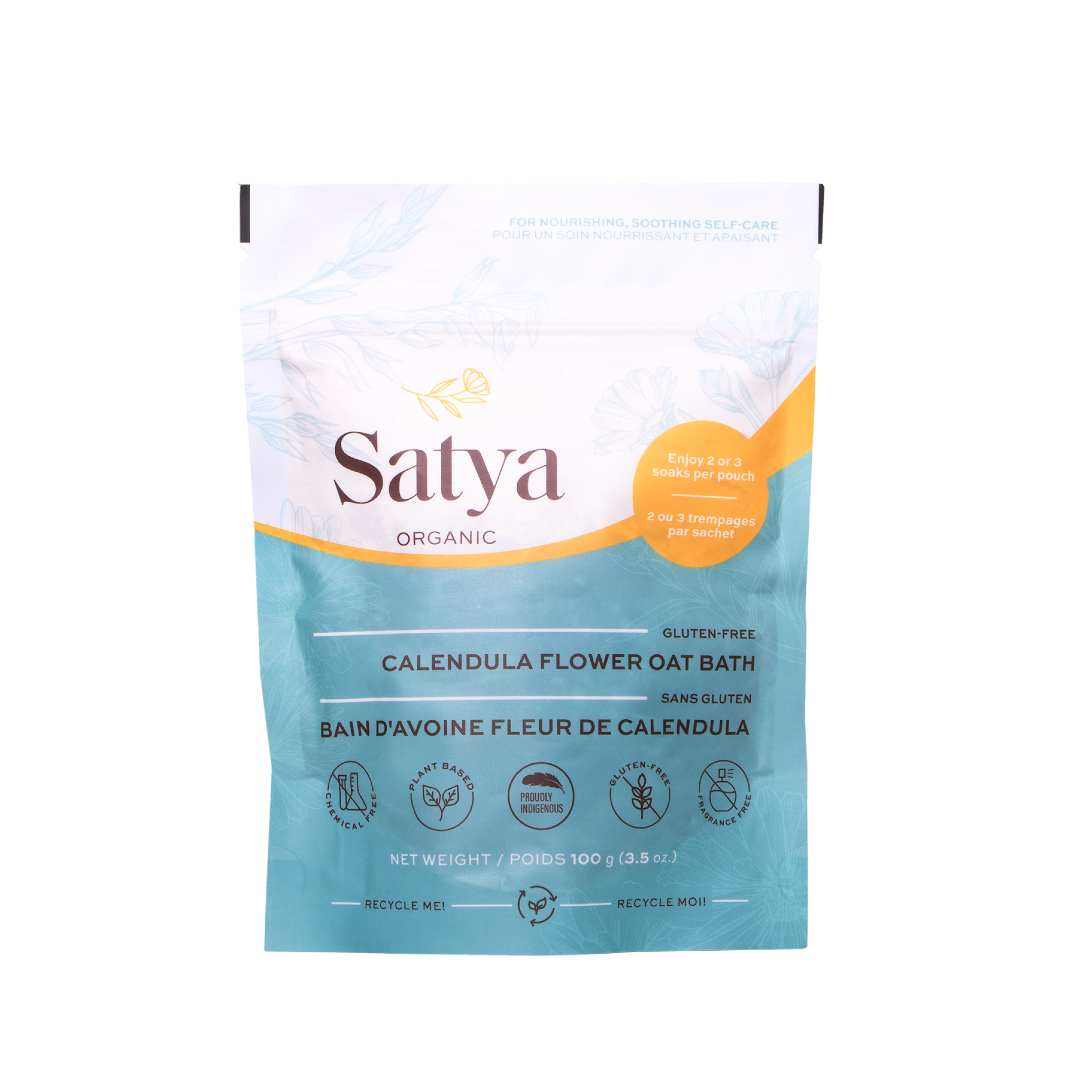 Satya Calendula Flower Oat Bath - Gluten Free, Chemical Free, Plant Based, Proudly Indigenous, Gluten Fragrance Free